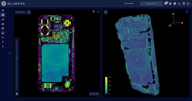 A CT scan shows the inside of an iPhone